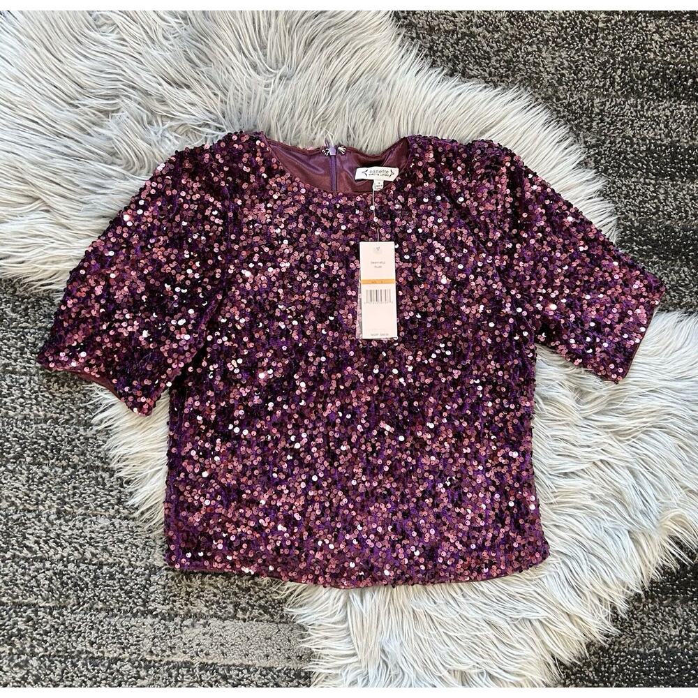 NANETTE By Nanette‎ Lepore Women’s Plum Colored Sequin Top Size Small ($88)